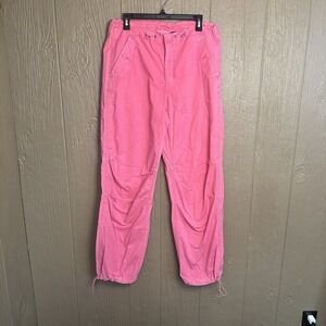 American Eagle Pants Womens‎ M Long Pink Relaxed Fit Mid Rise Utility Trousers